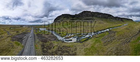 Drone View At Fossalar Waterfall In Iceland