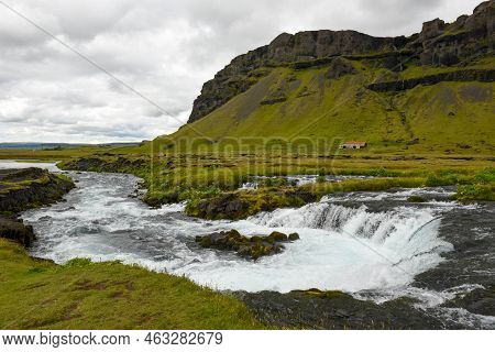 View At Fossalar Waterfall In Iceland