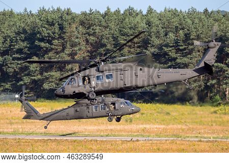 Us Army Sikorsky Uh-60 Black Hawk Helicopters Departing An Air Base In The Netherlands - June 22, 20