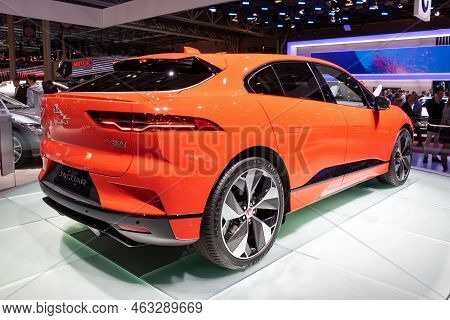 Jaguar I-pace Electric Suv Car Showcased At The Paris Motor Show. Paris, France - October 2, 2018.