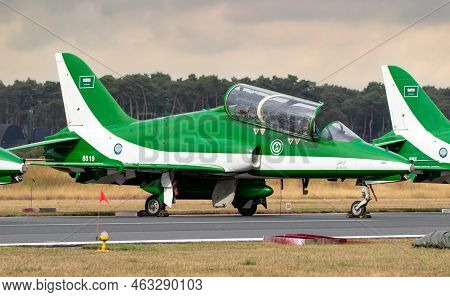 Royal Saudi Air Force British Aerospace Hawk 65a Jet Aircraft Of The Saudi Hawks Display Team On The