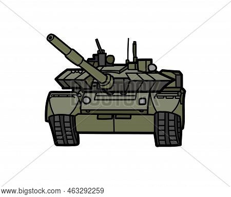 Tank Vehicle Closeup Vector Drawing Illustration Tanker Transportation Military War Explosive Machin