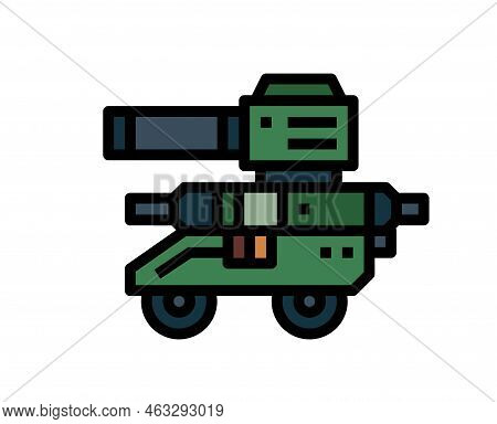 Tank Vehicle Closeup Vector Drawing Illustration Tanker Transportation Military War Explosive Machin