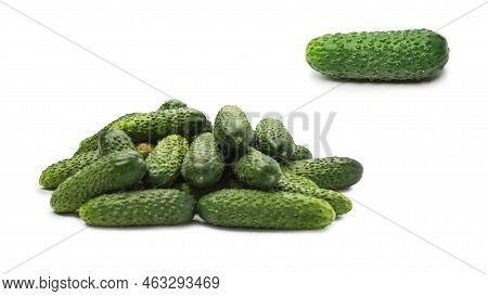 Fresh Green Cucomber Isolated On A White Background.
