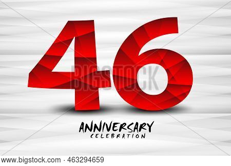 46 Year Anniversary Celebration Logo Red Polygon Vector, 46 Number Design, 46th Birthday Logo, Logot