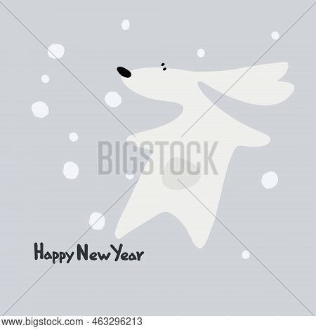 New Year Greeting Card With Water Rabbit, Zodiac Animal For 2023. Horoscope Bull And Hand-lettered G