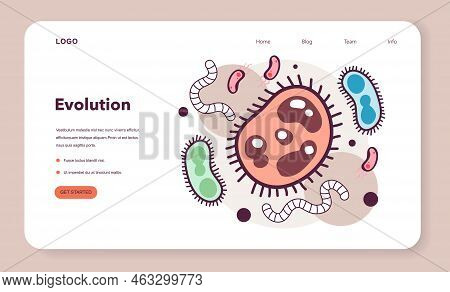 Evolution Of Life Forms On Earth. First Microorganisms, Cells And Bacterias.