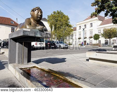 Moedling, Austria (lower Austria), October 9, 2022 Fountain With Drinking Water In The Form Of Nymph