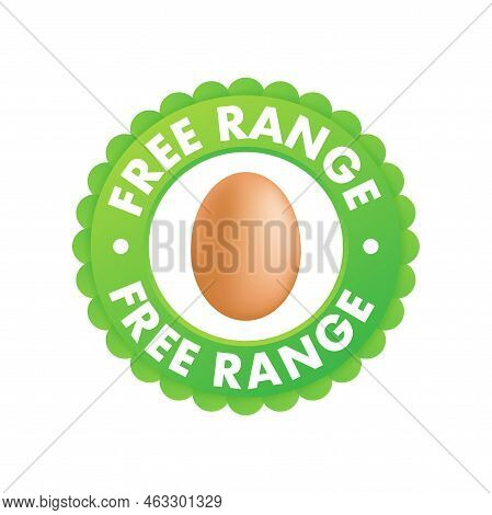 Free Range Eggs Label Icon. Farm Fresh Product. Vector Stock Illustration.