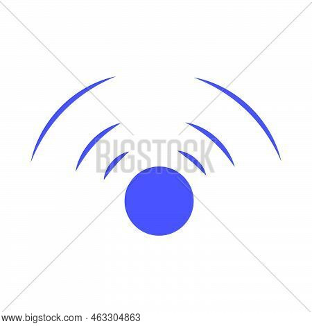 Echo Sonar Waves. Blue Radar Symbol On Sea And Ultrasonic Signal Reflection. Icon Detect And Scan Vi