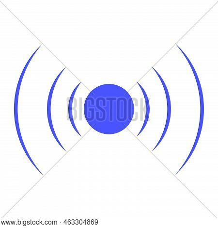 Echo Sonar Waves. Blue Radar Symbol On Sea And Ultrasonic Signal Reflection. Icon Detect And Scan Vi