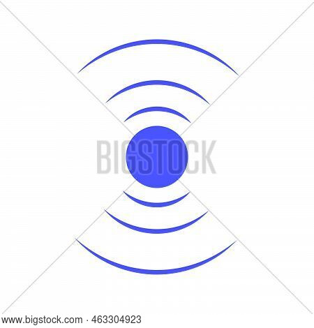 Echo Sonar Waves. Blue Radar Symbol On Sea And Ultrasonic Signal Reflection. Icon Detect And Scan Vi