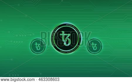 Tezos-xtz Virtual Currency Images. 3d Illustration. Coin Logo.