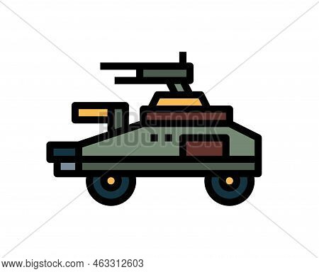 Tank Vehicle Closeup Vector Drawing Illustration Tanker Transportation Military War Explosive Machin