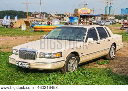 Moscow, Russia - July 6, 2012: American Luxury Sedan Lincoln Town Car Takes Park In The Autoexotica 