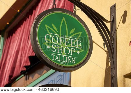 Tallinn, Estonia, September 26, 2022: The Logo Of The Coffeeshop In The Oldcity Of Tallinn