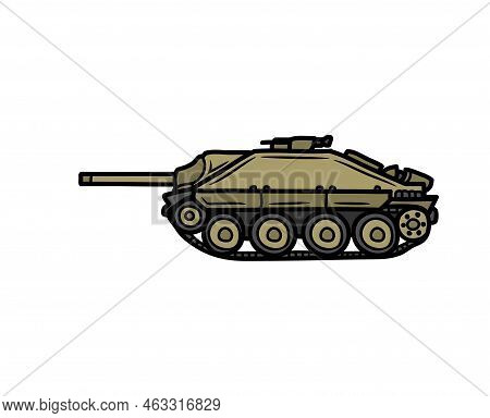 Tank Vehicle Closeup Vector Drawing Illustration Tanker Transportation Military War Explosive Machin