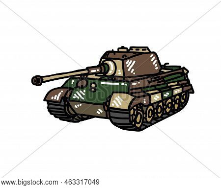 Tank Vehicle Closeup Vector Drawing Illustration Tanker Transportation Military War Explosive Machin