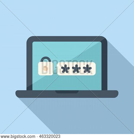 Laptop Security Icon Flat Vector. Page Log. Mobile Internet