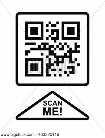 Scan Me Icon. Qr Code In Square Frame. Quick Responce Matrix Barcode Template. Smartphone Camera Rea