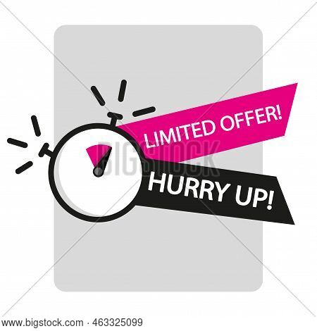 Watch Limited Offer. Time Clock. Special Offer Symbol. Shopping Time. Vector Illustration. Stock Ima
