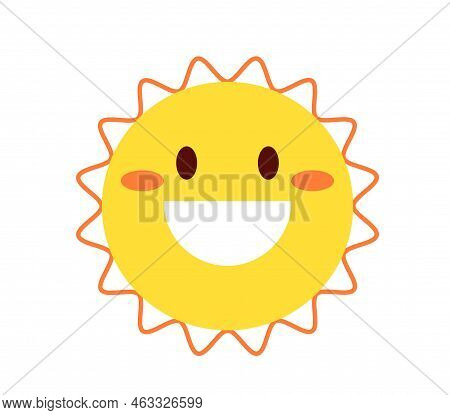 Happy Sun Icon. Sticker For Social Networks And Messengers. Positivity And Optimism. Emotion And Exp