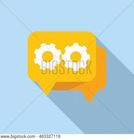 Chat Gear Icon Flat Vector. Business Control. Remote Server
