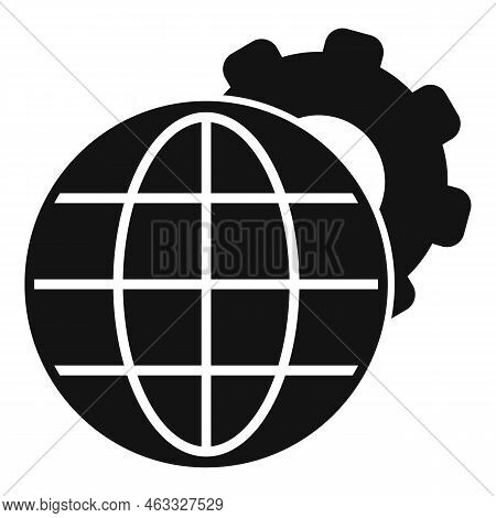 Global Gear Control Icon Simple Vector. Center Plan. Remote Work