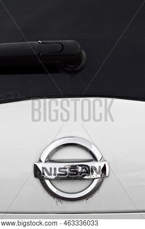 Nissan Chrome Metal Logo, Luxury Car In Istanbul City, November 26 2021 Istanbul Pendik Turkey Used 