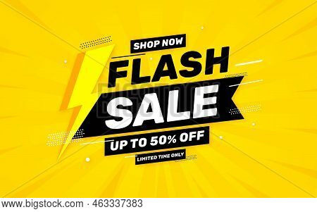 Flash Sale Poster, Sale Banner Design Template With 3d Editable Text Effect