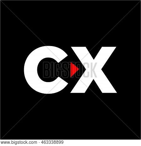 Cx Company Name Initial Letters Monogram With Play Icon. Cx Icon.