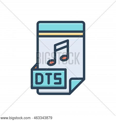 Color Illustration Icon For Dts Application Audio Contract Music Note Archive Multimedia Player Soun