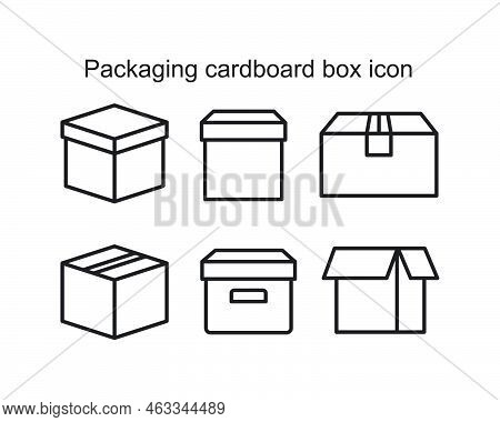 Packaging Cardboard Box Icon Template Black Color Editable. Packaging Cardboard Box Icon Symbol Flat