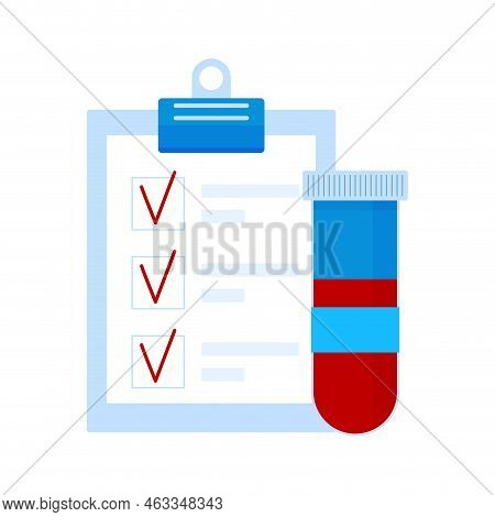 Analysis Of Blood And Report, Check Plazma To Donation And Transfusion. Vector Illustration. Medicin