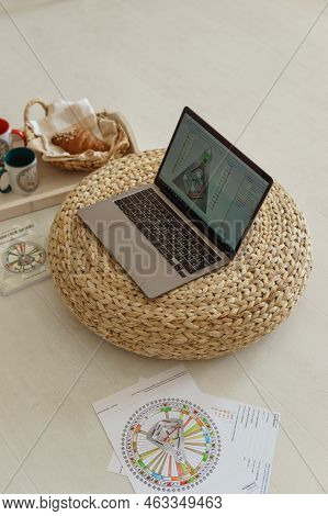 Tver, Russia-august 7, 2022. Laptop Is Studying Human Design. The Concept Of Studying Esoteric Scien