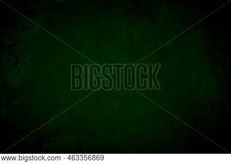 Green Dark Concrete Texture Wall Background On Black. Wallpaper Pattern Curved Rough Dark Cement Sto
