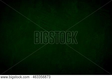 Green Dark Concrete Texture Wall Background On Black. Wallpaper Pattern Curved Rough Dark Cement Sto