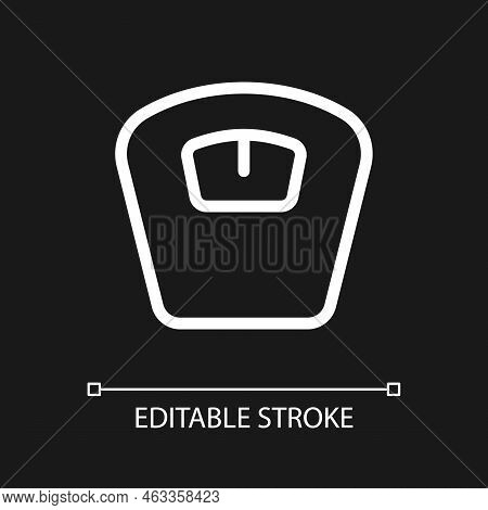 Bathroom Scales Pixel Perfect White Linear Ui Icon For Dark Theme. Weight Management. Dieting. Vecto