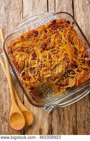 Kugel Yerushalmi Also Known As Jerusalem Kugel Is An Israeli Sweet Dish With Noodles, Raisins, Cinna