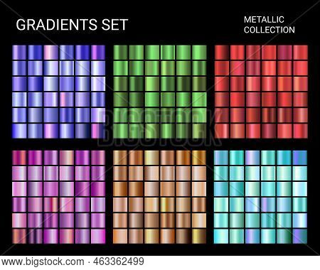 Vector Gradients Mega Set Big Collection Of Chrome Metallic Gradients Glossy Colors Backgrounds Purp