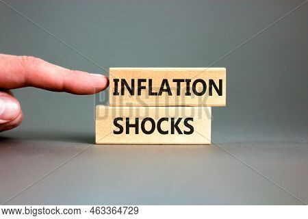Inflation Shocks Symbol. Concept Words Inflation Shocks On Wooden Blocks. Beautiful Grey Table Grey 