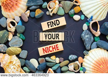 Find Your Niche Symbol. Concept Words Find Your Niche On Wooden Blocks. Sea Stone, Seashell. Beautif