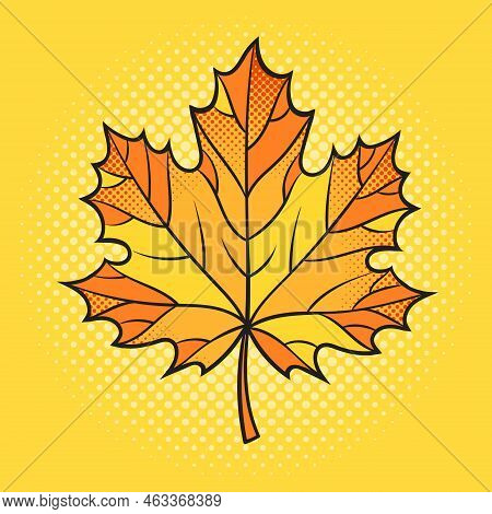 Maple Leaf Nature Plant Pinup Pop Art Retro Vector Illustration. Comic Book Style Imitation.