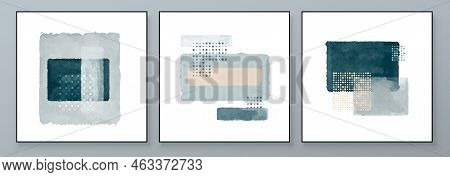 Set Of Abstract Hand Painted Illustrations For Wall Decoration, Postcard, Social Media Banner, Broch