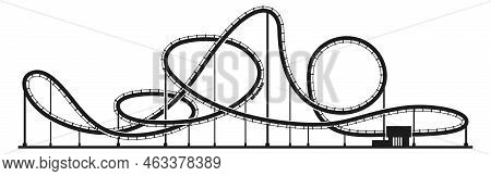 Amusement Park Ride Black Silhouette. Carnival Rollercoaster