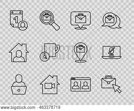 Set Line Freelancer, Online Working, Video Camera Off Home, Time Management, Chat Conference And Mut