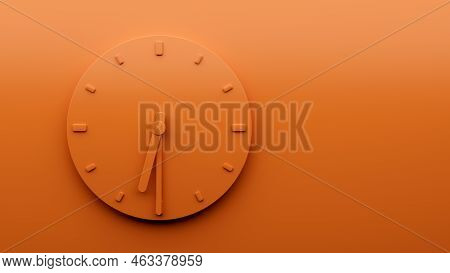 Minimal Orange Clock 6:30 Half Past Six O'clock Abstract Minimalist Wall Clock 18:30 3d Illustration