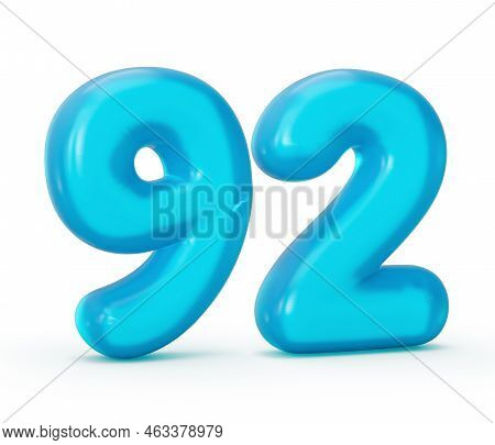 Blue Jelly Digit 92 Ninety Two Isolated On White Background Jelly Colorful Alphabets Numbers For Kid