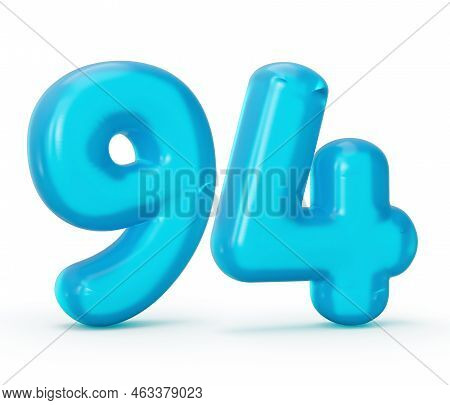 Blue Jelly Digit 94 Ninety Four Isolated On White Background Jelly Colorful Alphabets Numbers For Ki