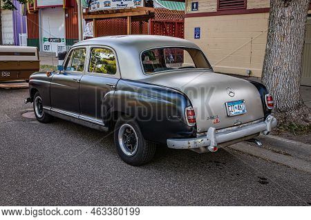 Falcon Heights, Mn - June 19, 2022: High Perspective Rear Corner View Of A 1958 Mercedes-benz 180d P